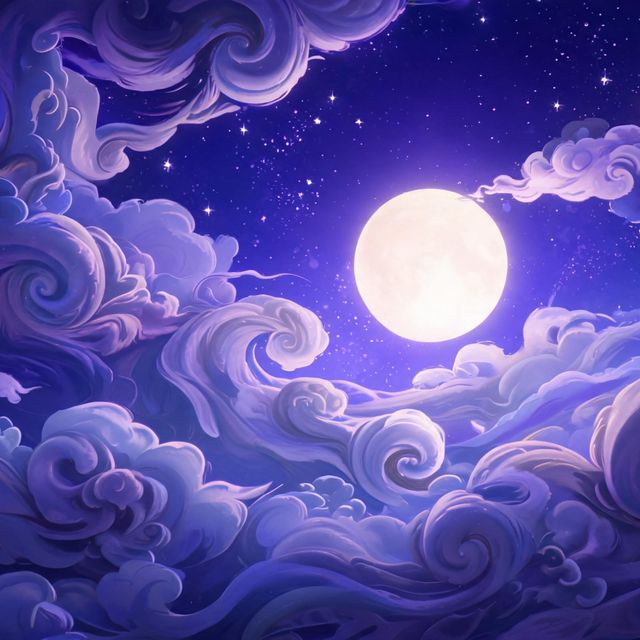 Cielo nocturno artístico con luna — Música Clásica para Dormir